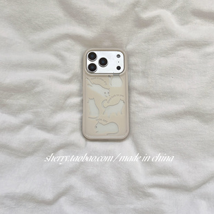 ins风温柔奶油黄镂空猫咪适用于苹果17ProMax手机壳iPhone16Pro小众少女心15简约14小清新卡通可爱萌 SHERRY
