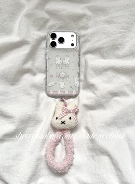SHERRY*ins风白色细闪餐具天使兔子适用于苹果17ProMax手机壳iPhone16Pro小众少女心15简约14小清新卡通可爱