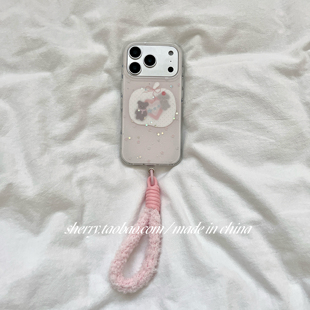 SHERRY ins风粉色细闪星星棕熊狗狗适用于苹果17ProMax手机壳iPhone16Pro小众少女心15简约14小清新卡通可爱