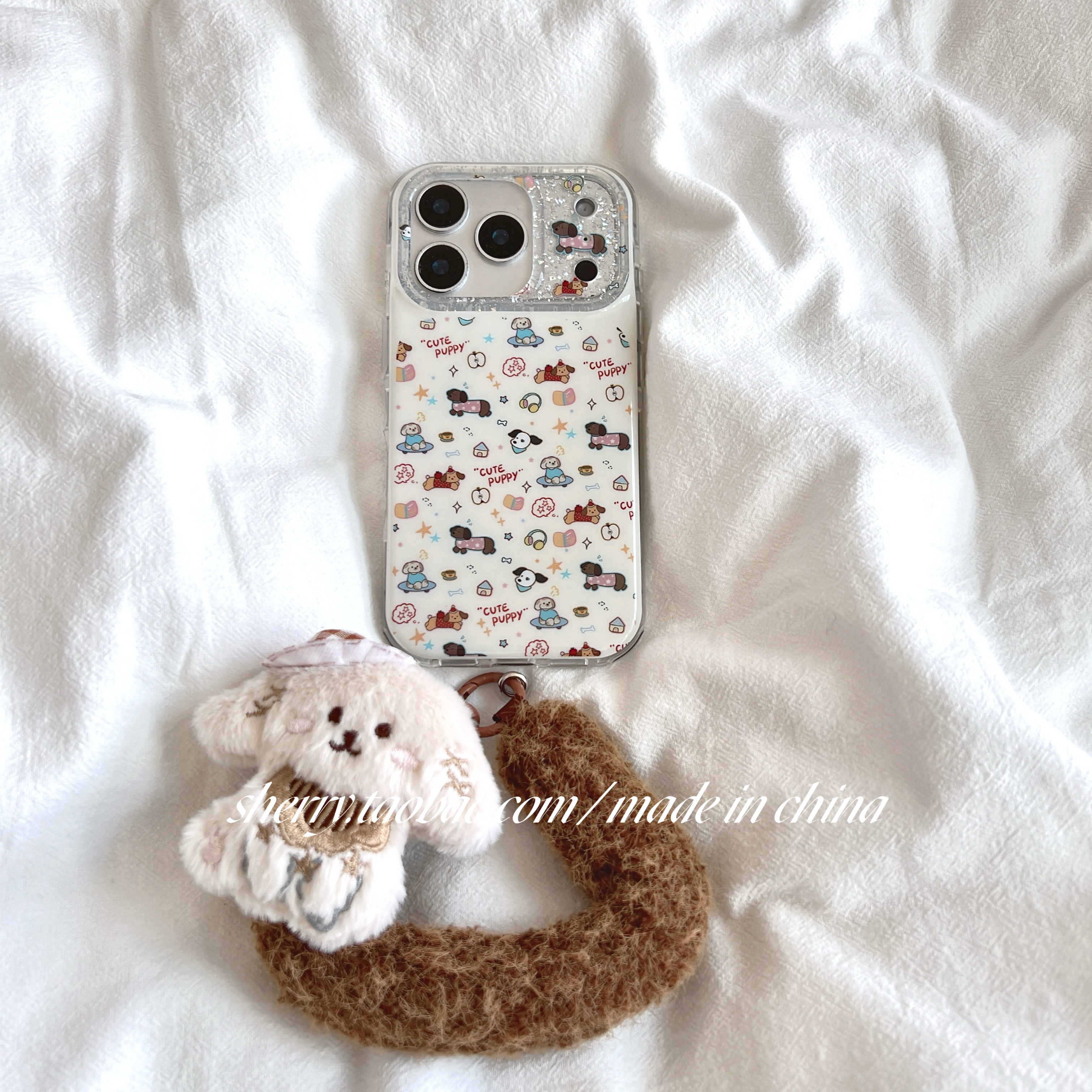 SHERRY*ins风可爱满屏涂鸦点心小狗适用于苹果17ProMax手机壳iPhone16Pro小众少女心15简约14小清新卡通软萌