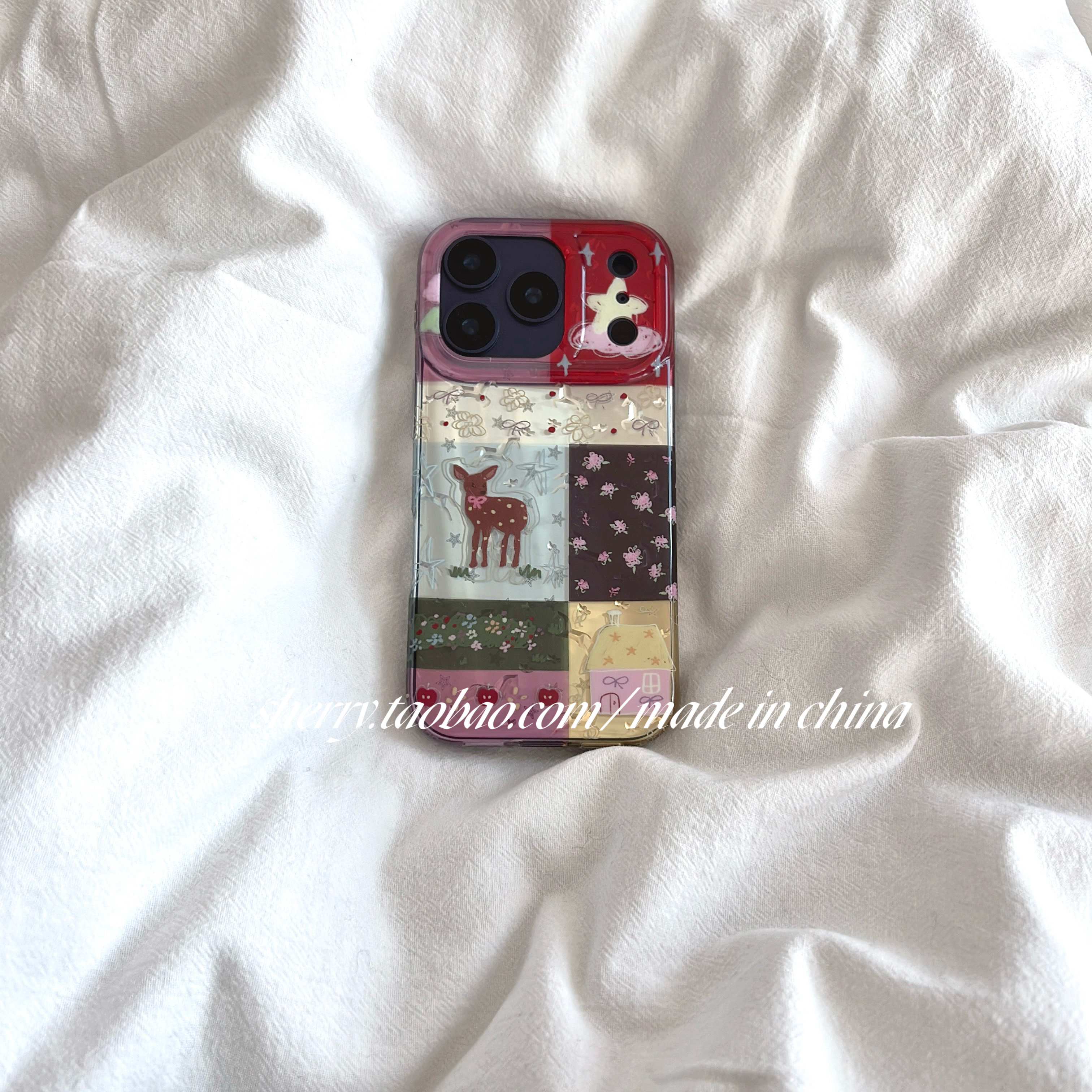 SHERRY*ins风高级感复古碎花拼接小鹿适用于苹果17ProMax手机壳iPhone16Pro小众少女心15简约14清新卡通可爱,3C数码配件,手机保护套/壳,淘宝优惠券,粉丝福利购,淘宝优惠卷