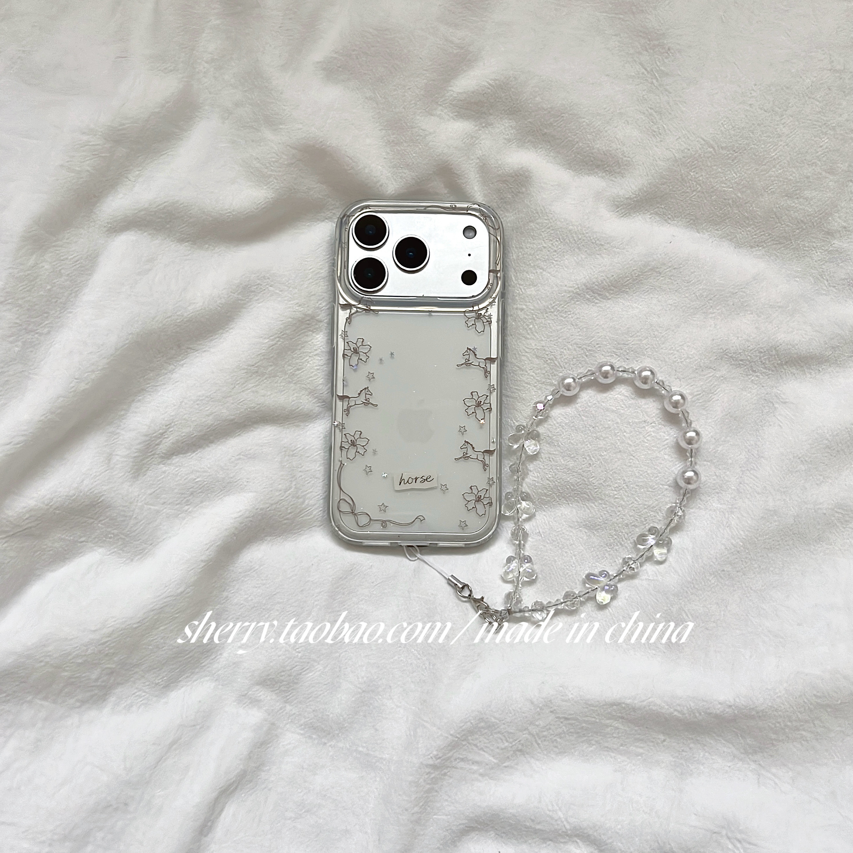 SHERRY*ins风新年透明围边花朵小马适用于苹果17ProMax手机壳iPhone16Pro小众少女心15简约14小清新卡通可爱,3C数码配件,手机保护套/壳,淘宝优惠券,粉丝福利购,淘宝优惠卷