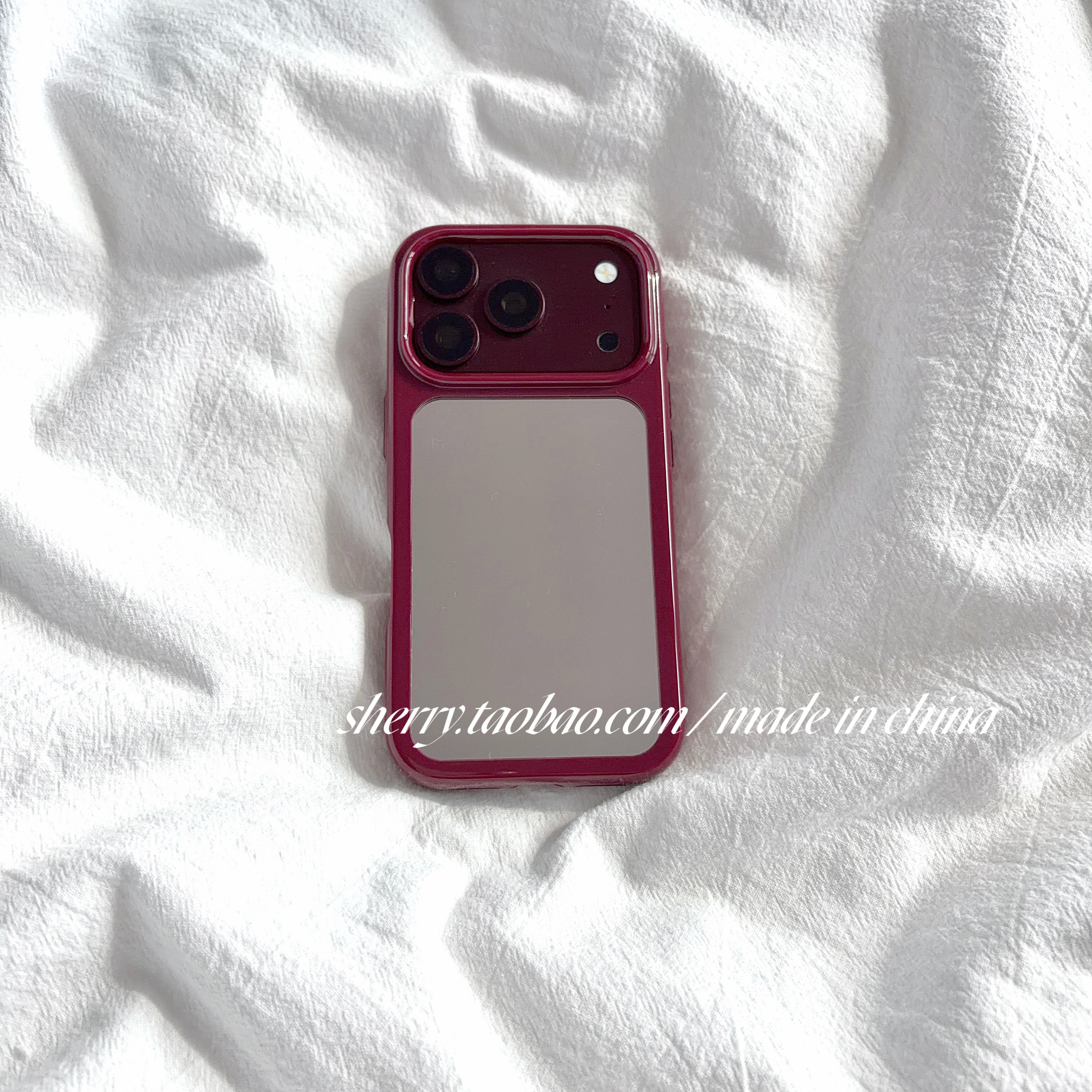 SHERRY*ins风勃艮第酒红边镜面高级感适用于苹果18ProMax手机壳iPhone17Pro小众少女心16简约清新15时髦气质