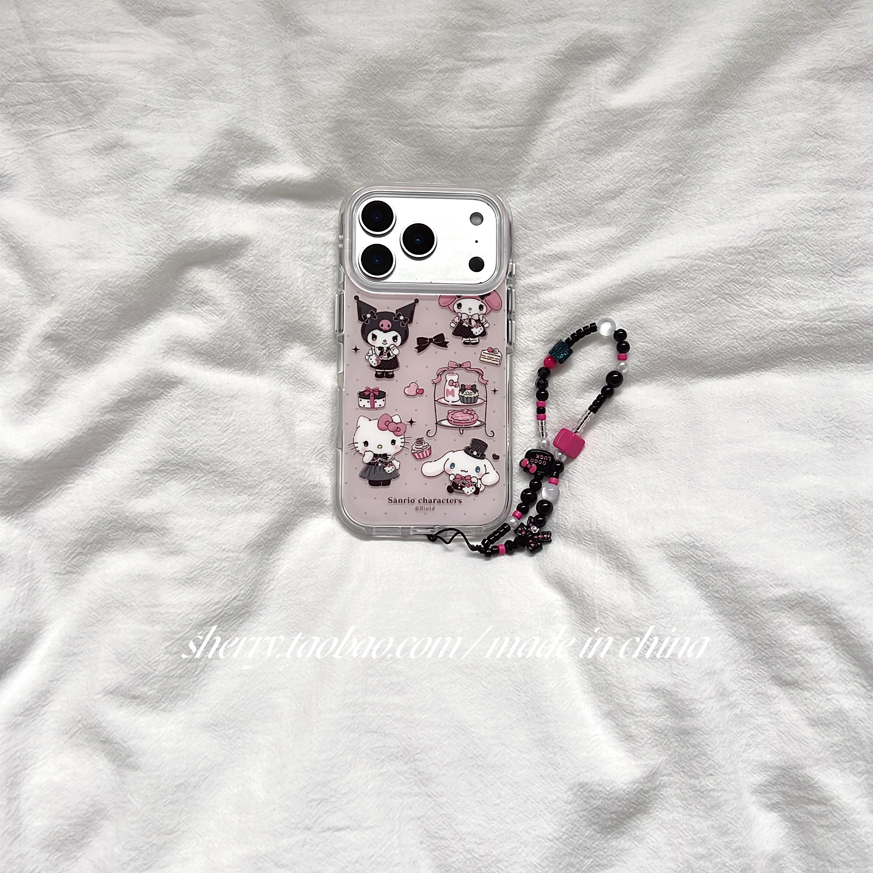 SHERRY甜酷粉黑下午茶手机壳kt猫