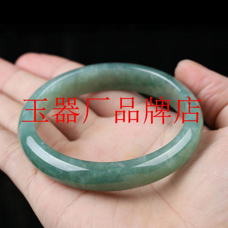 精选缅甸老坑翡翠色手镯冰糯油青色青花绿玉镯子百搭高级感女饰品