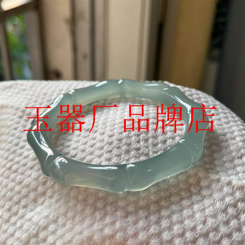 爆款绿晴水玛瑙竹节手镯骨节玉镯
