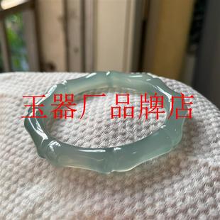 爆款绿晴水玛瑙竹节手镯骨节玉镯冰种油青色玉髓美人镯古风女款