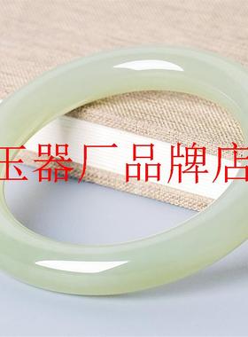 老矿和田玉晴水色手镯山料胖圆条青白玉镯子精品玉石少女款青玉镯