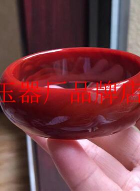 高端凉山南红玛瑙手镯女款加宽加厚柿子红满红玉髓满肉款镯子饰品