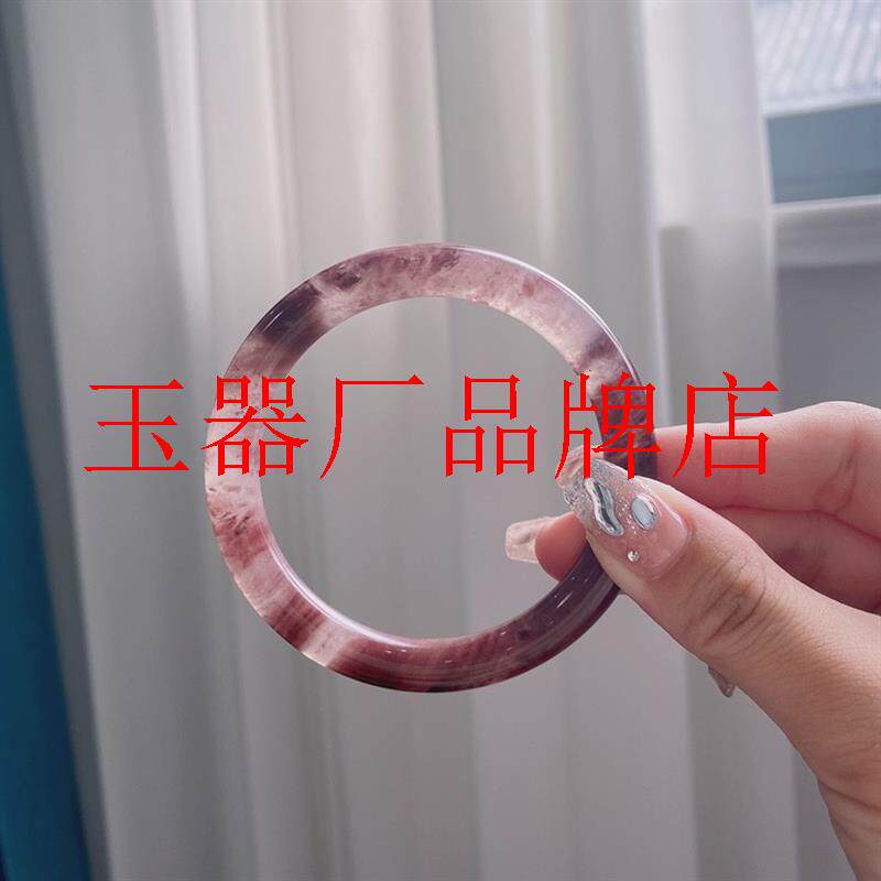 精品金丝玉手镯桃花酿色鸡血红酒渍玫瑰圆细条叮当镯高端玉石女款
