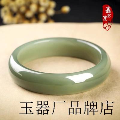 高端老坑和田玉色手镯女高端浅晴水手镯真玉手镯送妈妈冰晴玉镯子
