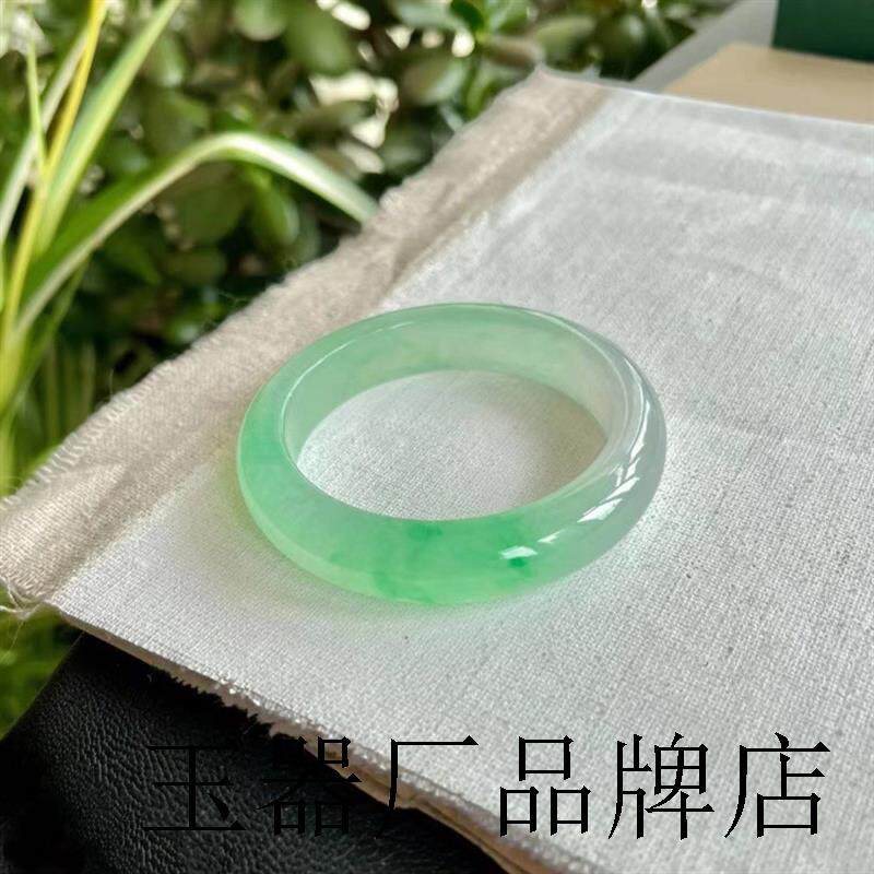 缅甸冰种翡翠甜绿玉手镯贵妃飘花满阳绿玻璃种冰透玉镯子正圈送礼