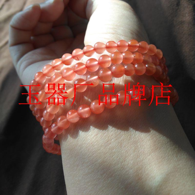 精品南红多圈手串满肉冰种玛瑙樱桃红手链柿子红火焰小米珠毛衣链