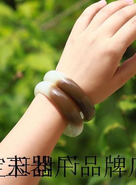 精选老坑和田玉糖羊脂白玉手镯女款玉镯子高端俄料玉石玉饰品送礼