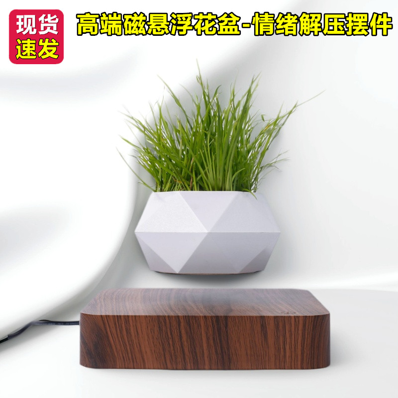 办公室创意摆件反重力磁悬浮花盆盆栽绿植送女生情人节生日礼物品