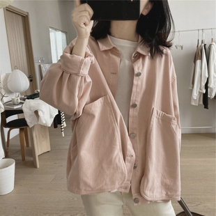 宽松大码 新款 显瘦小众设计感复古大口袋棉质上衣 外套女春秋季 工装