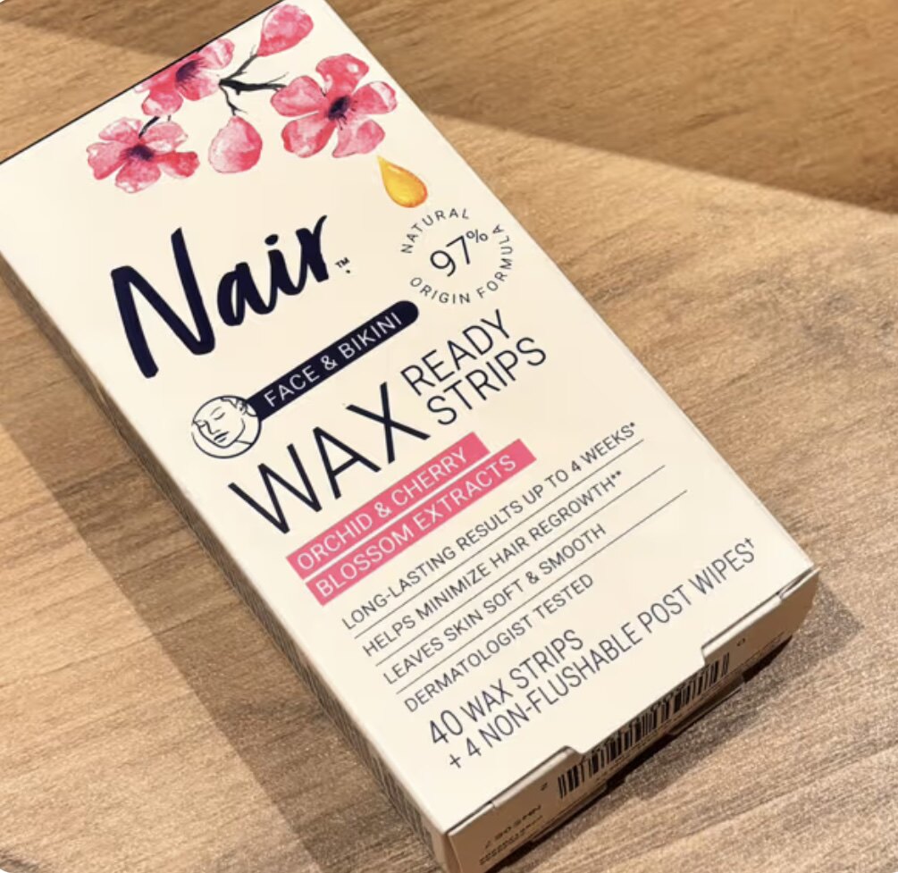 美国Nair即用退毛蜡纸面部比基尼区兰花樱花提取物40蜡条+4片湿巾
