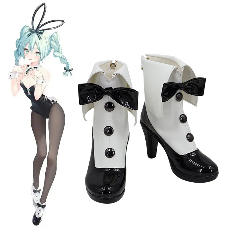 初音未来白色兔子兔女郎cosplay鞋cos鞋来图定做动漫演出鞋定制