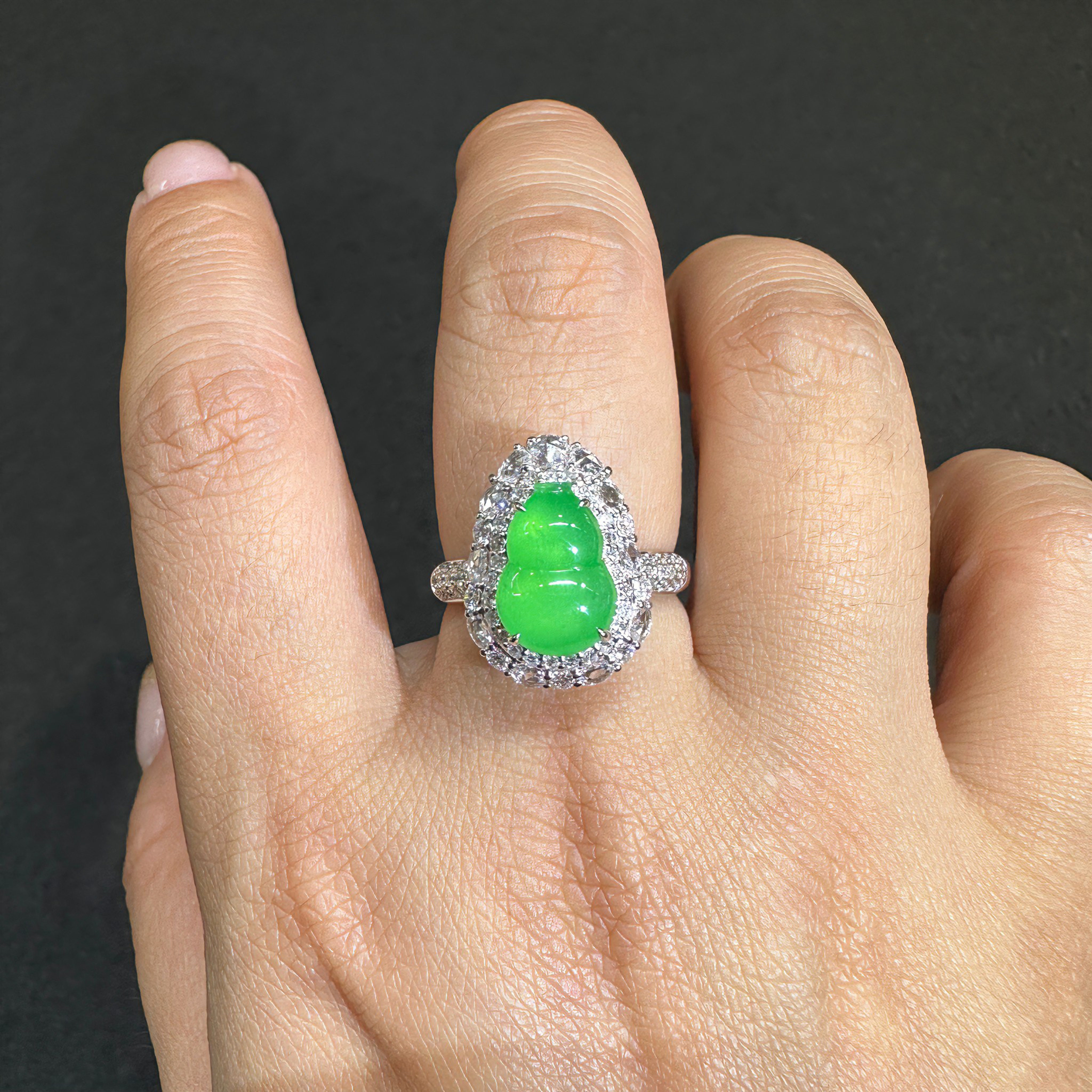 缅甸A货高冰种甜阳绿翡翠葫芦戒指18k金钻石满绿葫芦翡翠吊坠两戴,珠宝/钻石/翡翠,戒指/指环,淘宝优惠券,粉丝福利购,淘宝优惠卷