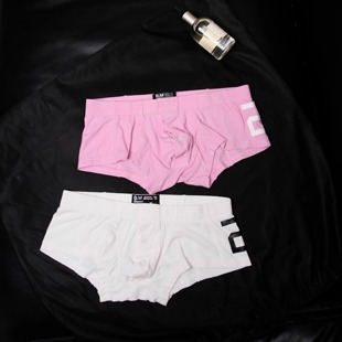 D.M男内裤 纽扣激凸囊袋字母20螺纹莫代尔人棉平角 性感纯色四角裤