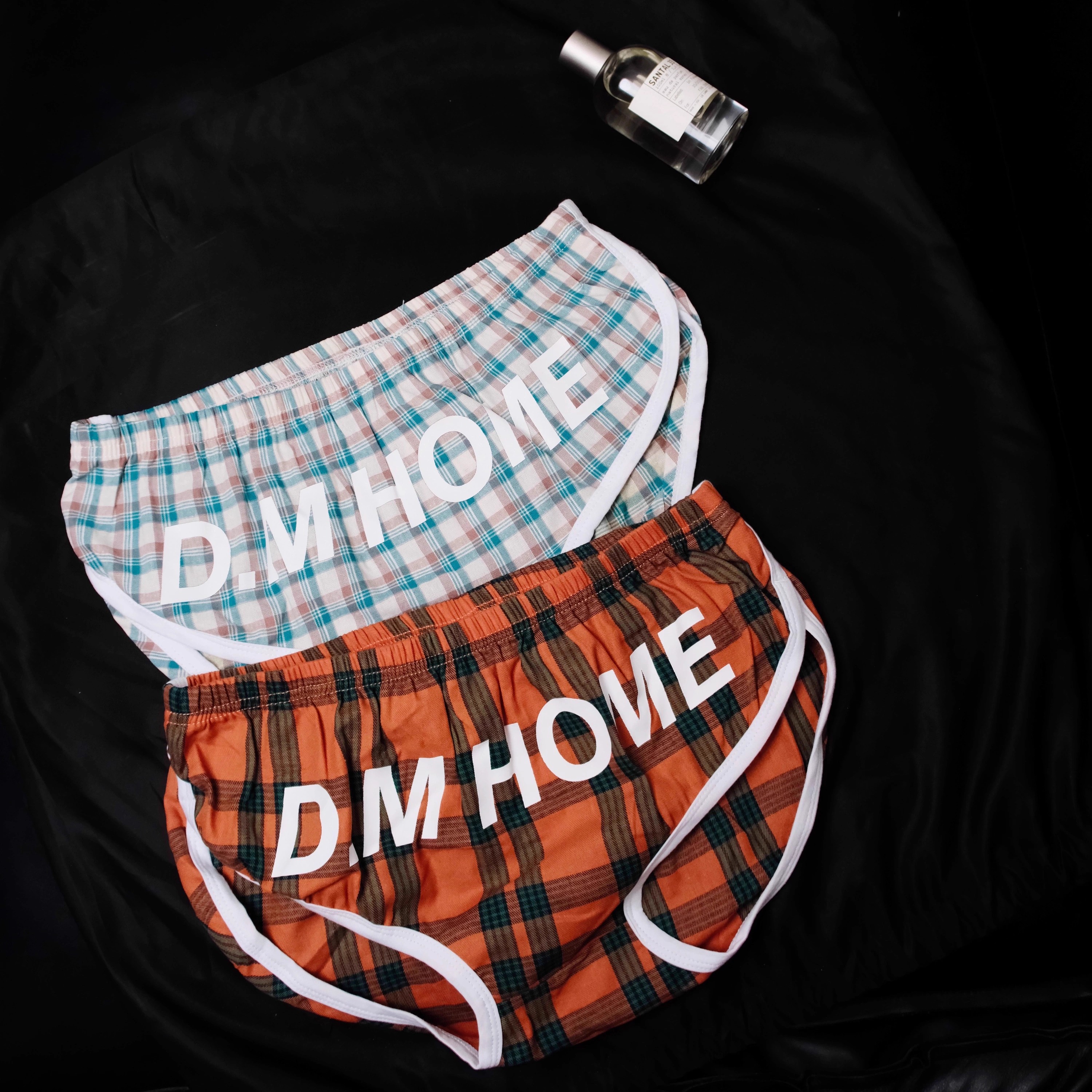 D.M男内裤低腰性感宽松平角裤阿罗裤睡裤家居棉字母四角格子短裤