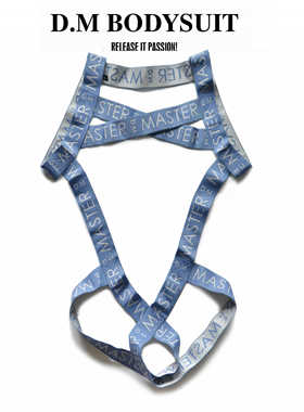 D.M男连体裤丁字裤套环字母肩带情趣性感吊环内裤镂空个性