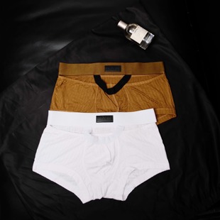 个性 吊带镂空透气四角裤 条纹莫代尔 低腰性感纯色平角裤 D.M男内裤