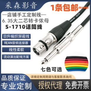 台湾日升TS转卡农母麦克风话筒线6.35大二芯转卡侬音频信号线1710