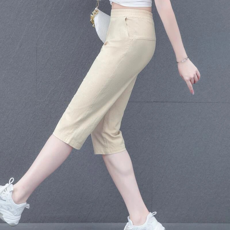 啄木鸟小个子七分裤女款2026夏季宽松黑色直筒运动裤薄款显瘦