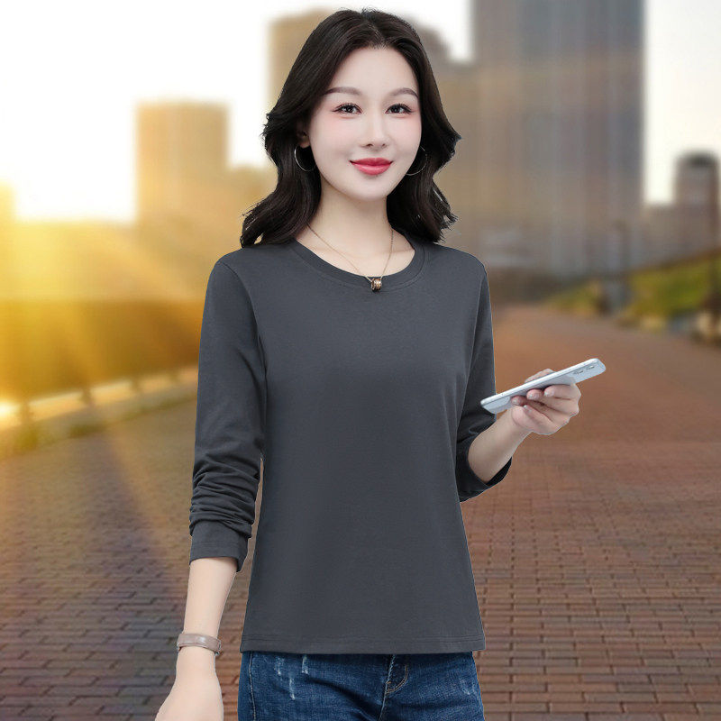 【官方品牌】圆领长袖T恤女士2026夏季新款妈妈时尚打底衫内搭上