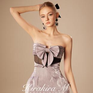 饰抹胸裙 紫色亮晶晶满钻镂空蝴蝶结装 KirakiraM Wonderlust