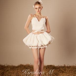 白色毛毛绑带露背衫 云朵低腰半裙 Wonderlust KirakiraM