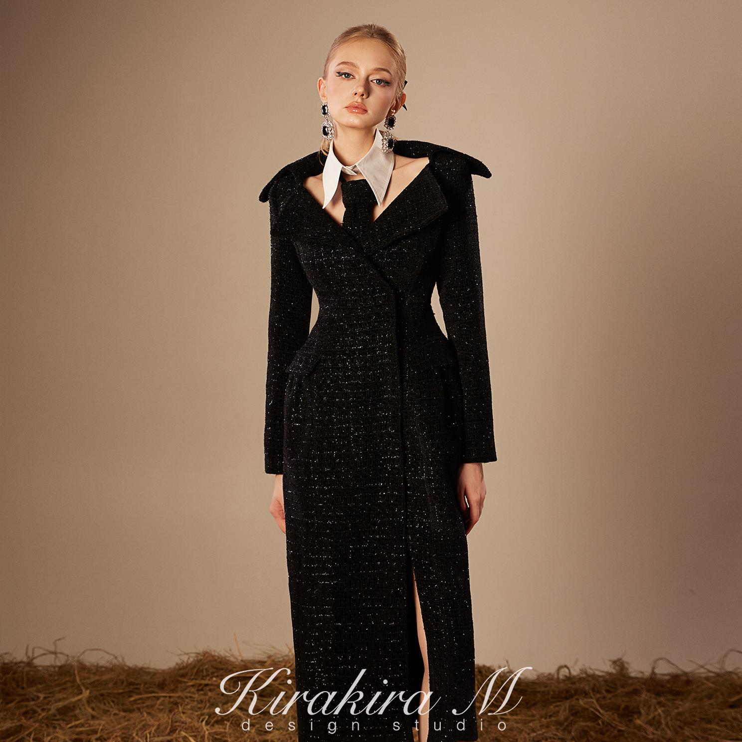 羊毛气质亮丝连衣裙多种穿法