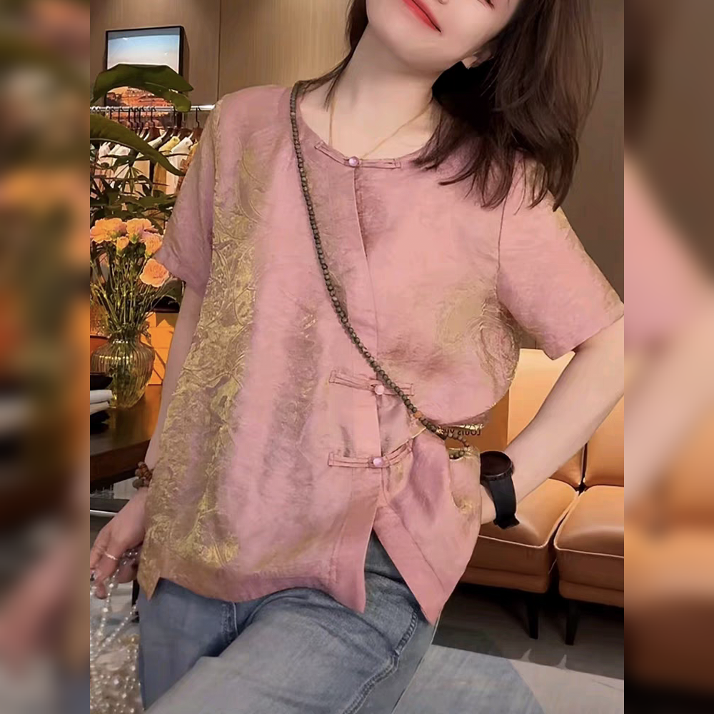 新中式香云纱衬衫女夏新高级感
