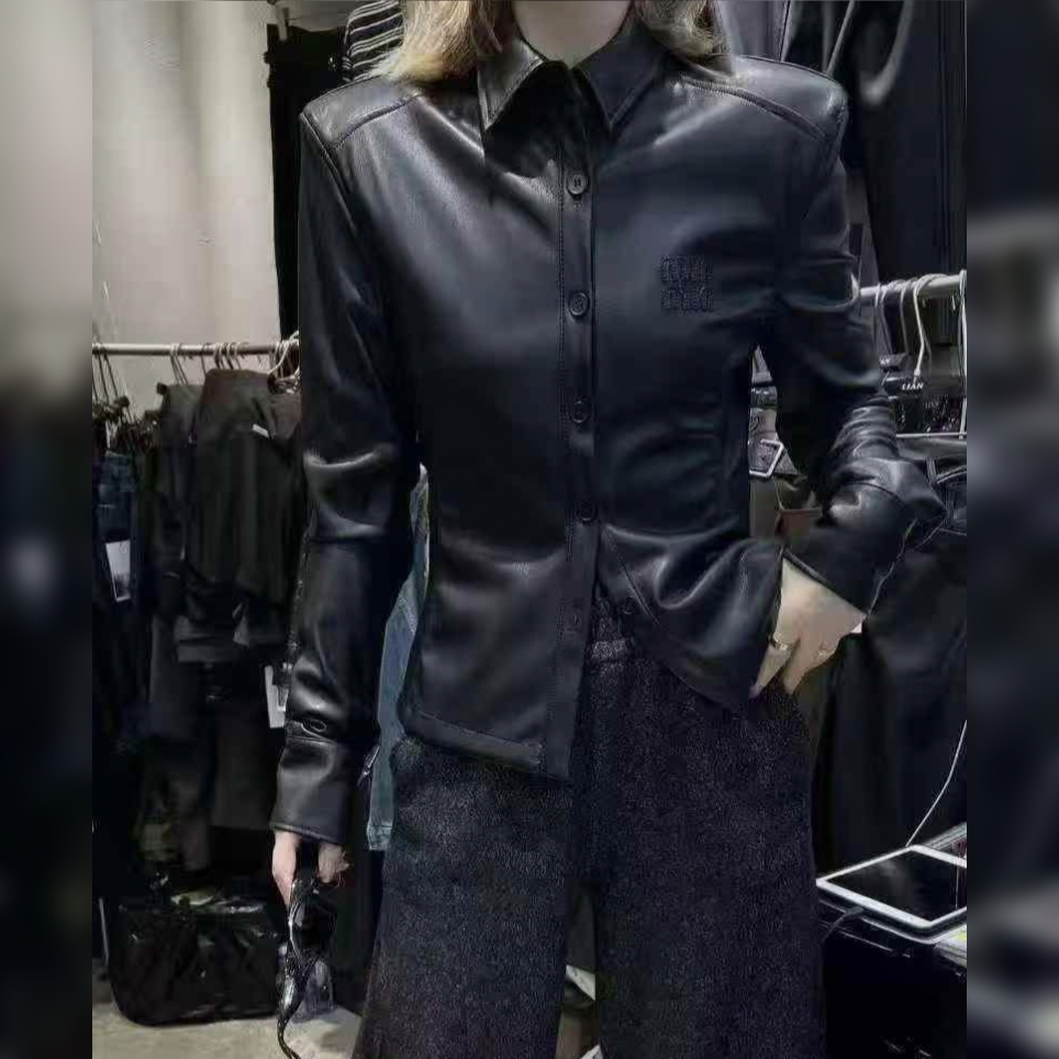 欧货高端重工刺绣磨毛PU衬衫