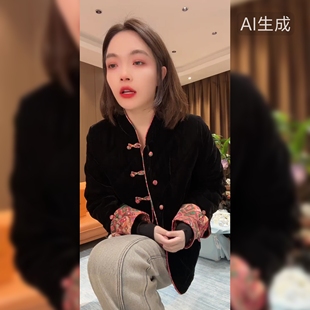 国风复古重工真丝绒棉服外套女2025秋冬新时尚高级感压格棉衣上衣