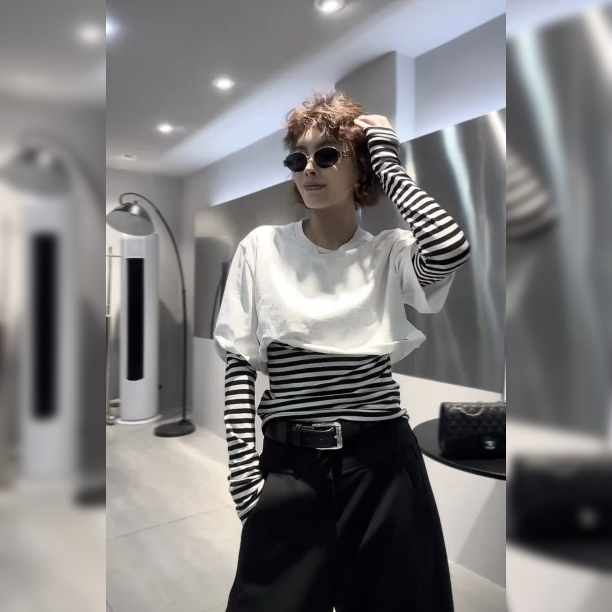 春季设计感假两件条纹显瘦衬衫