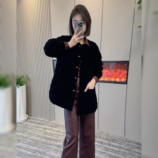 欧货短棉服外套女2025冬英伦风内格纹高级感真丝绒菱格棉服短外套