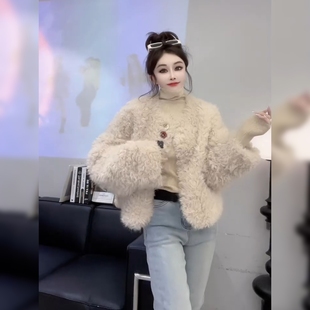 欧货高端重工毛毛边立领压格纯色中长款 保暖外套复古国风棉衣服女