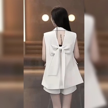 欧货法式无袖西装马甲短裤套装女夏薄高级感西服外套阔腿裤两件套