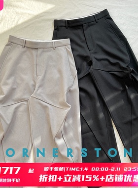 6折 CORNERSTONE官方授权 两色拼接简约立体剪裁宽松茧型休闲裤