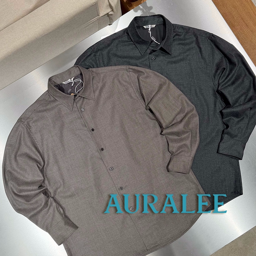 AURALEE官方授权26AW 日本制  经典翻领超细支精梳羊毛衬衫外套