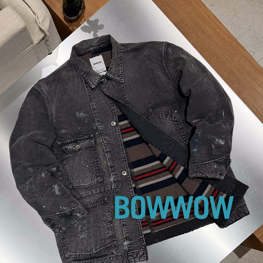 BOW WOW官方授权 日本制 炭黑色做旧破洞泼墨牛仔夹克外套 SURGIR