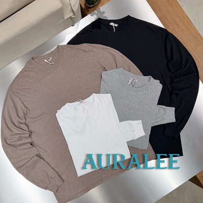 AURALEE官方授权26AW 日本制 极简风超长绒棉圆领打底长袖T恤