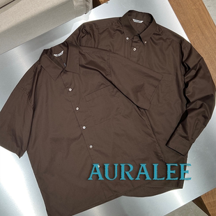 SURGIR 咖啡色輕薄埃及長絨棉翻領襯衫 AURALEE官方授權 日本制