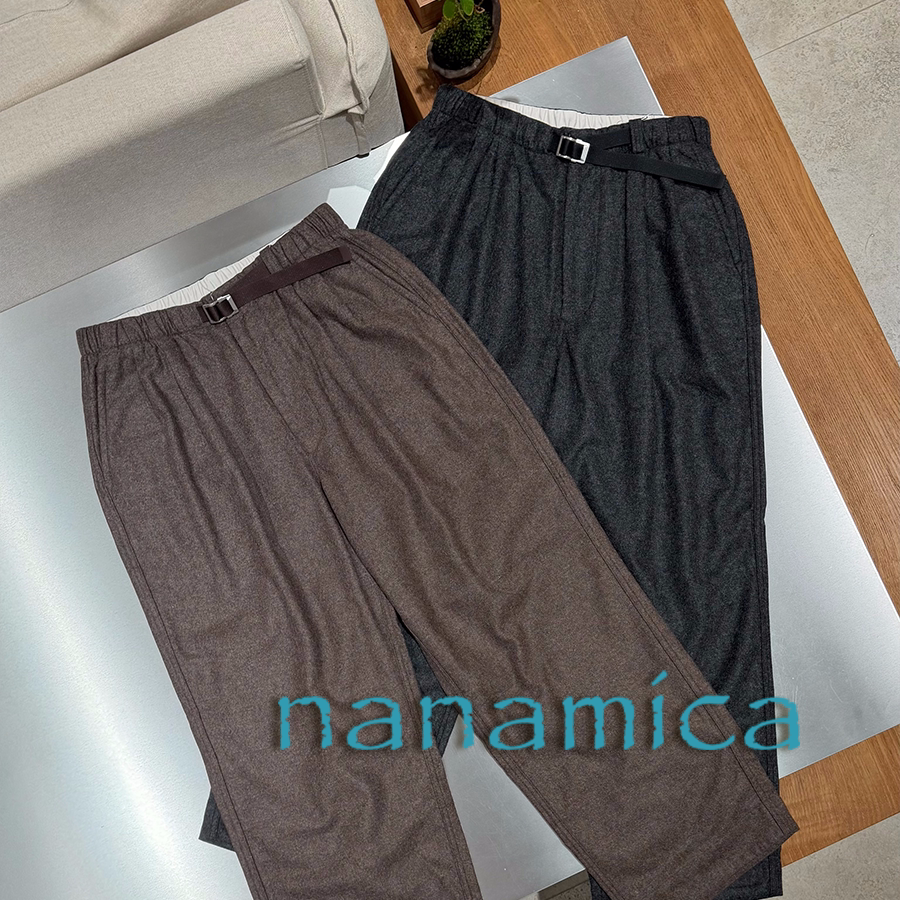 nanamica官方授权26AW 两色松紧腰系绳卡扣羊毛混纺粗毛呢休闲裤图片