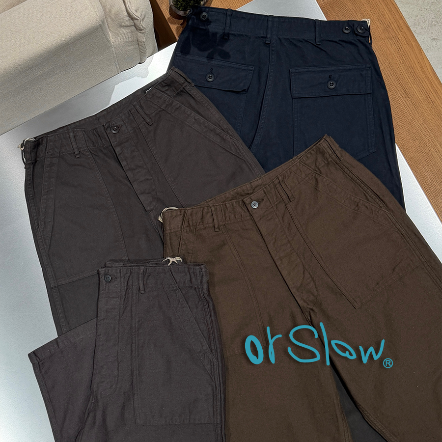 orSlow官方授权 日本制 简约亚麻混棉磨毛直筒工装休闲裤 SURGIR