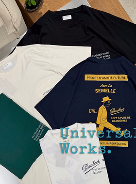 Universal Works授权26SS paraboot联名趣味人物LOGO印花短袖T恤