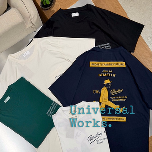 Universal Works授权26SS paraboot联名趣味人物LOGO印花短袖T恤