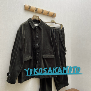 5折 YOKO SAKAMOTO授权 日本制 森绿色极简灯芯绒夹克背带休闲裤